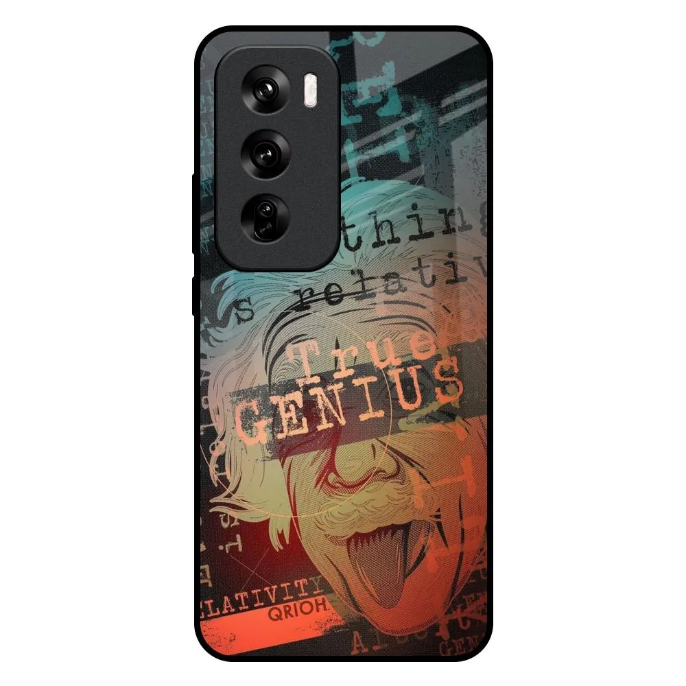 True Genius Glass Case for Oppo Reno 12 5G Trendy Aesthetic Luxury Detail Texture