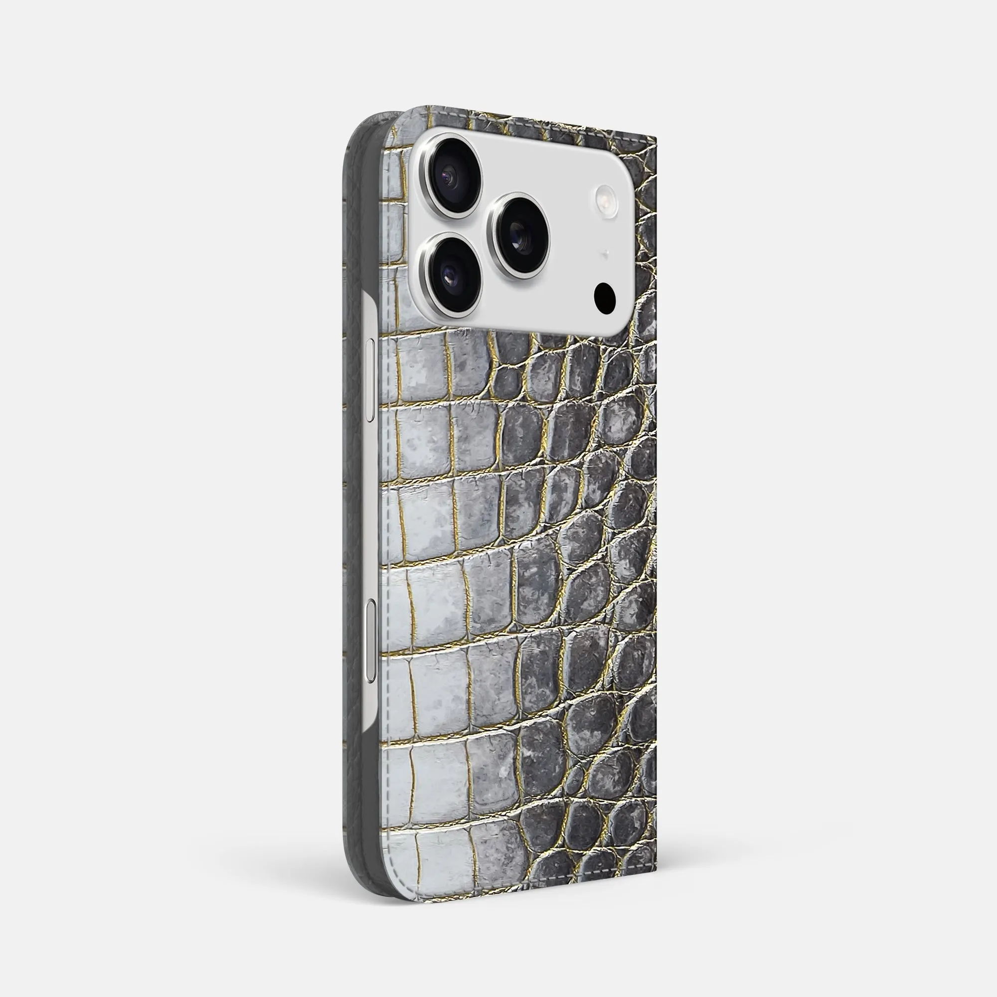Folio Slim Case For iPhone 17 Pro Max In Himalayan Crocodile Hybrid Build Texture