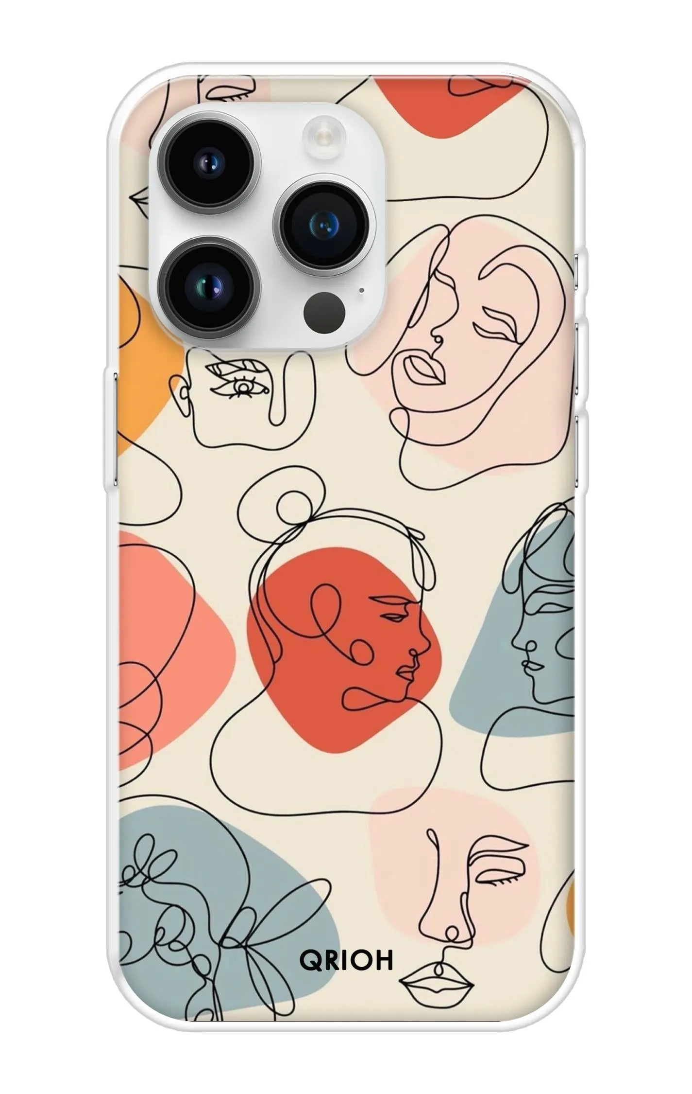 Premium Detail Abstract Faces Soft Cover for iPhone 14 Pro