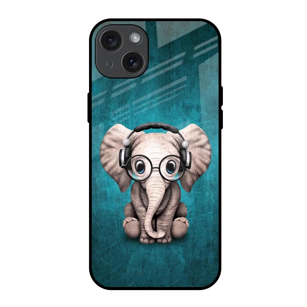 Adorable Baby Elephant Glass Case For iPhone 15 Plus Protective Design Texture Comfort Shield