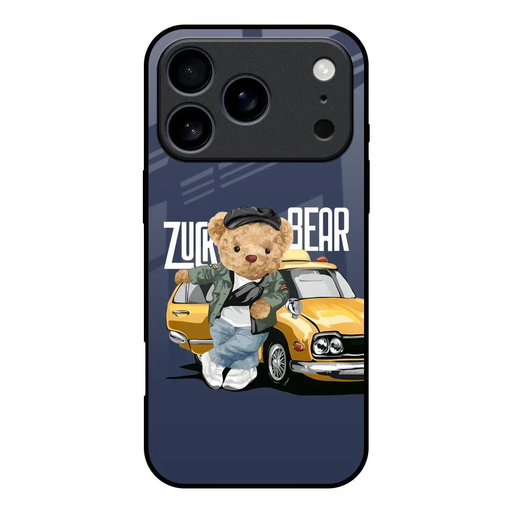 Full Coverage Classic Grip Adventurous Bear Glass Case for iPhone 17 Pro