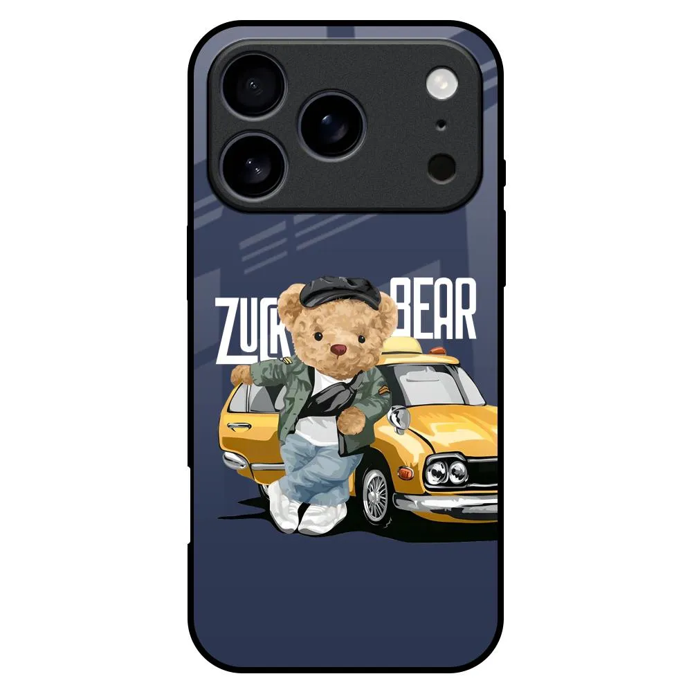 Adventurous Bear Glass Case for iPhone 17 Pro Max Subtle design Modern Detail