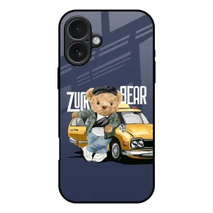 Premium Detail Adventurous Bear Glass Case for iPhone 17