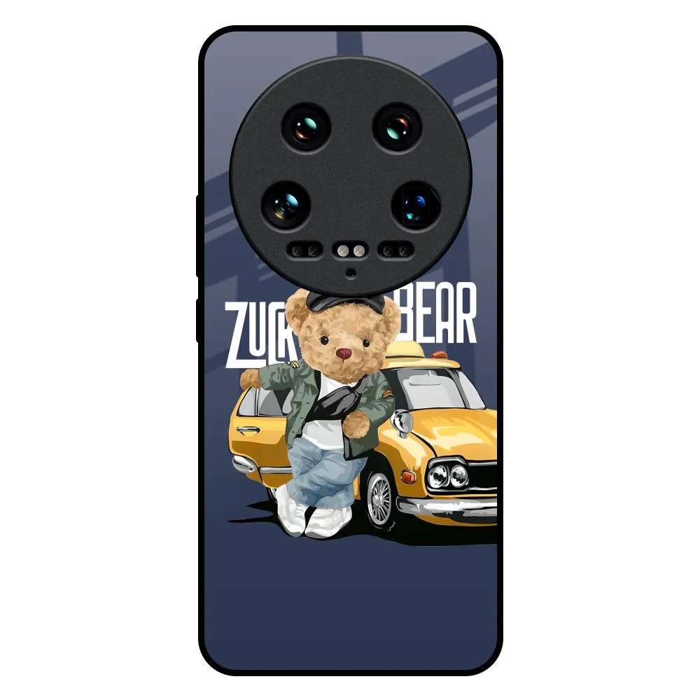 Matte Pattern Design Adventurous Bear Glass Case for Mi 14 Ultra 5G