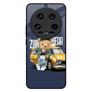 Matte Pattern Design Adventurous Bear Glass Case for Mi 14 Ultra 5G