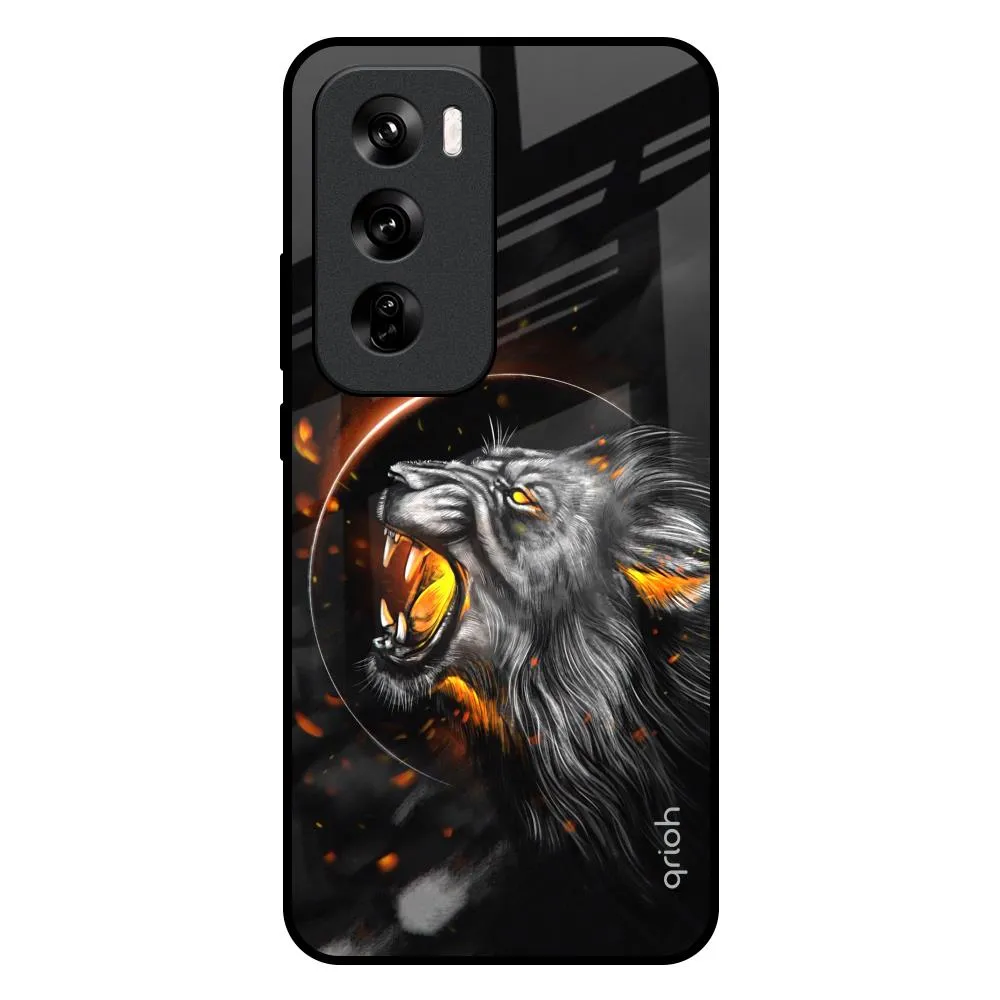 Ergonomic grip Travel Essential Aggressive Lion Glass Case for Oppo Reno 12 5G
