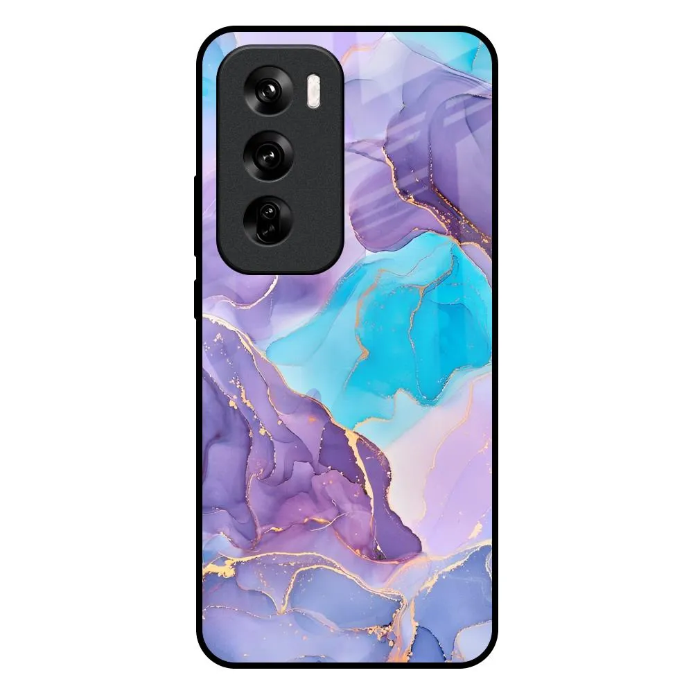 Alcohol ink Marble Glass Case for Oppo Reno 12 Pro 5G Full Coverage