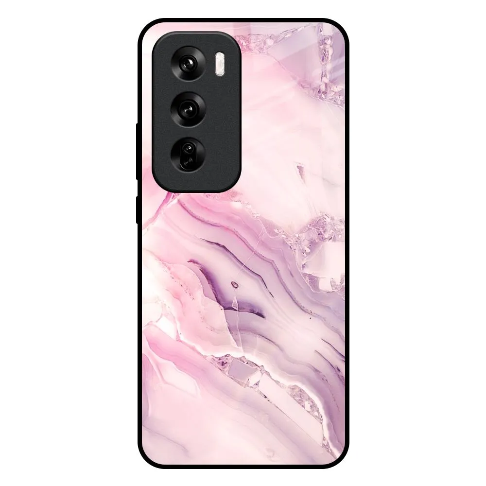 Diamond Pink Gradient Glass Case For Oppo Reno 12 5G Premium Surface