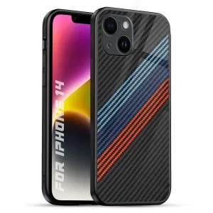 Luxury Pattern Carbon Inspired Glass Case for iPhone 14