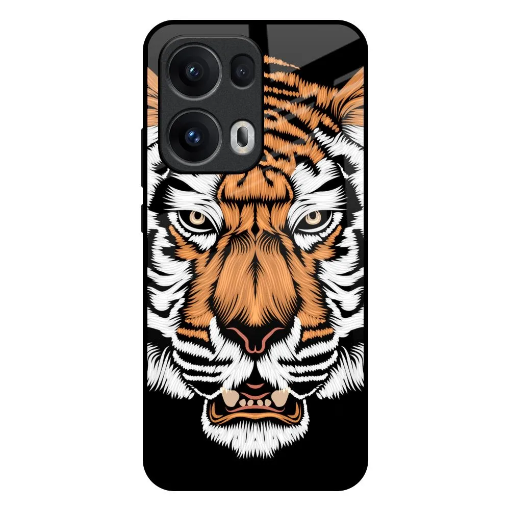 Angry Tiger Glass Case For Oppo Reno13 Pro 5G Comfort Finish Premium Detail Finish