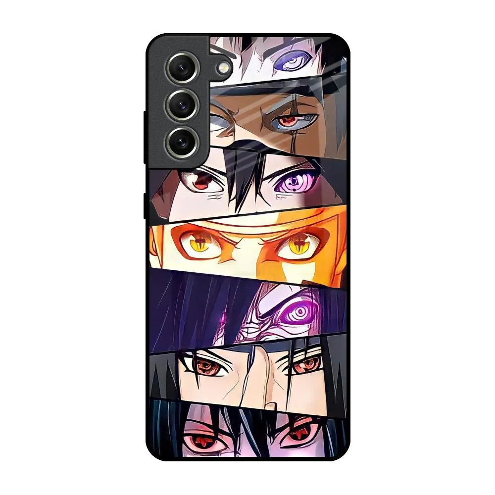 Glossy surface Smooth Lining Anime Eyes Glass Case for Samsung Galaxy S21 FE 5G