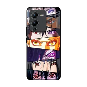 Glossy Texture Layer Anime Eyes Glass Case for Vivo V25 Pro