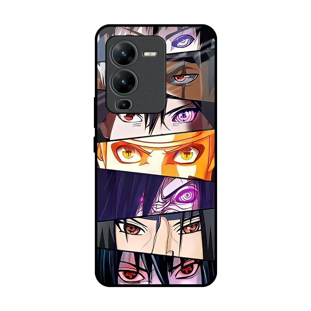 Glossy Texture Layer Anime Eyes Glass Case for Vivo V25 Pro