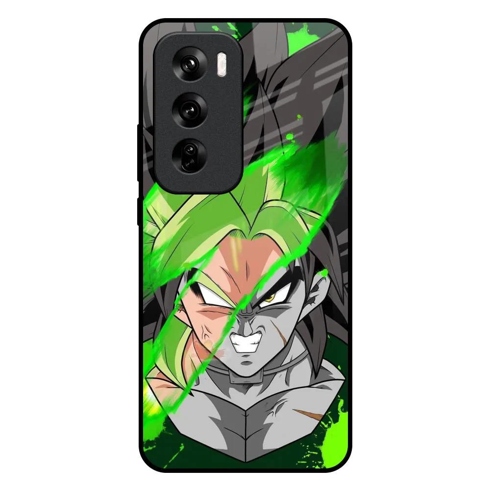 Smart Accessory Anime Green Splash Glass Case for Oppo Reno 12 Pro 5G