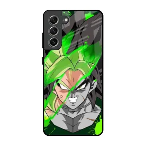 Comfort Edge Texture Modern Build Texture Anime Green Splash Glass Case for Samsung Galaxy S21 FE 5G