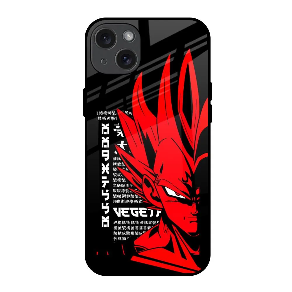 Soft Touch Red Vegeta Glass Case for iPhone 15 Plus