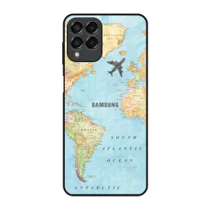 Clear Finish Fly Around The World Glass Case for Samsung Galaxy M53 5G