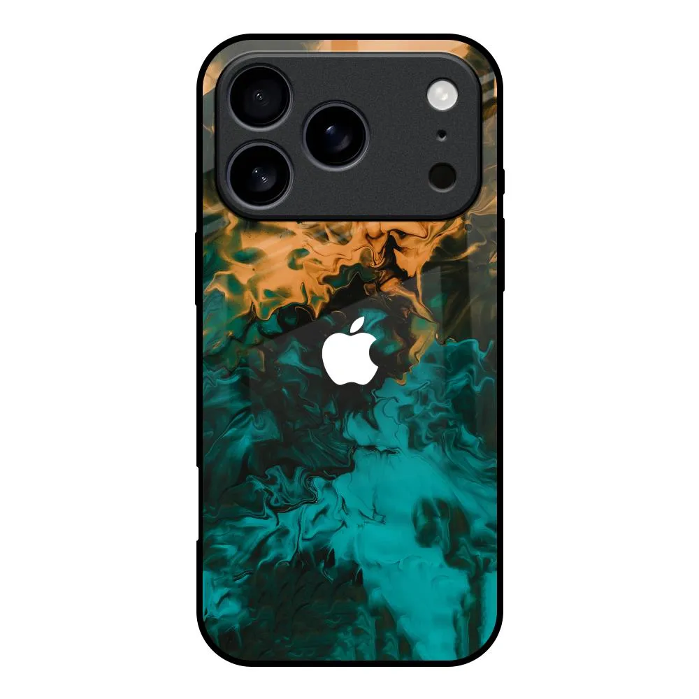 Stylish Surface Design Premium Edge Watercolor Wave Glass Case for iPhone 17 Pro