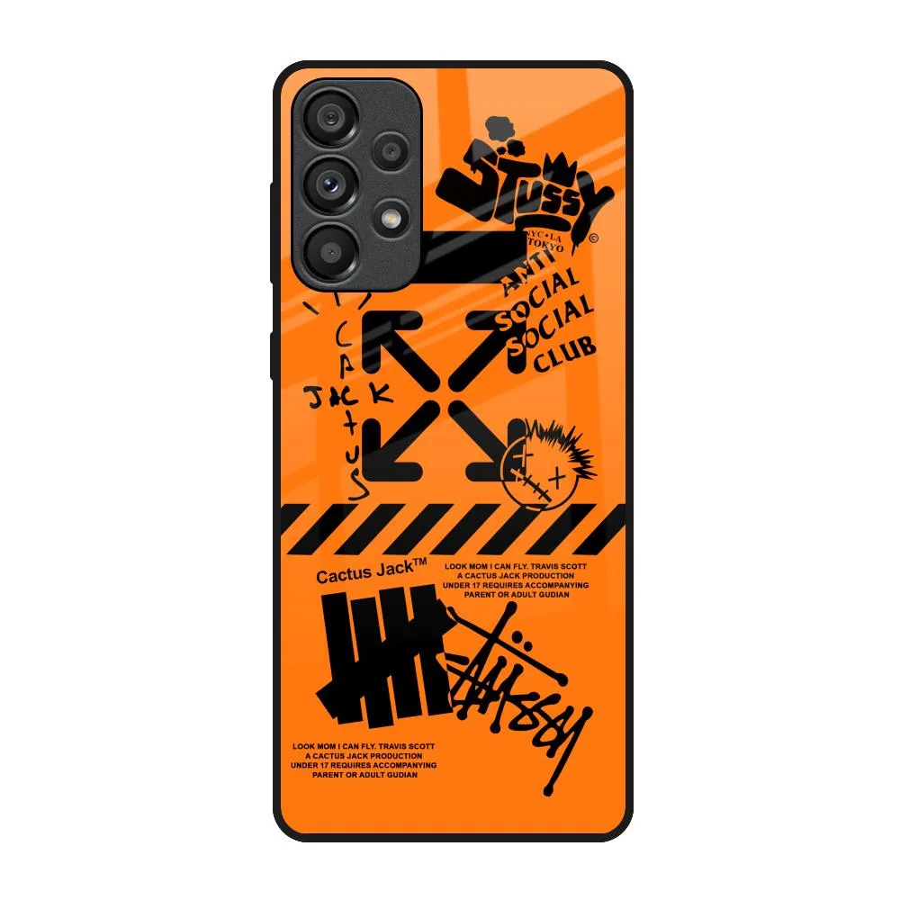Minimal Pattern Anti Social Club Glass Case for Samsung Galaxy A73 5G