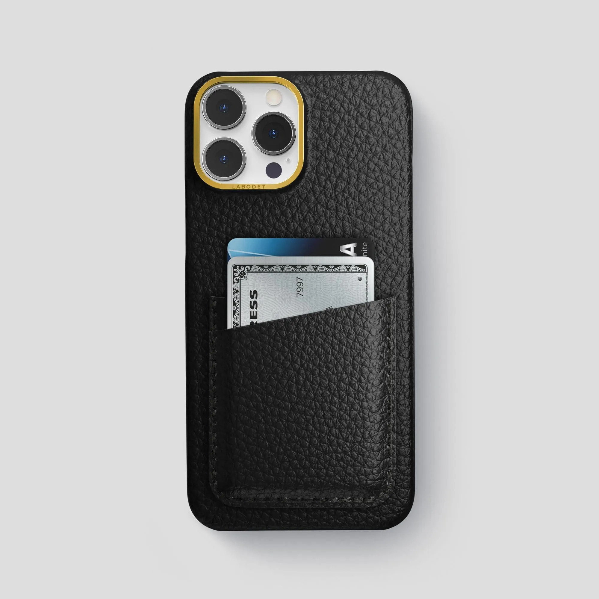 Double Card Case For iPhone 14 Pro Max In Calf Stylish Shape