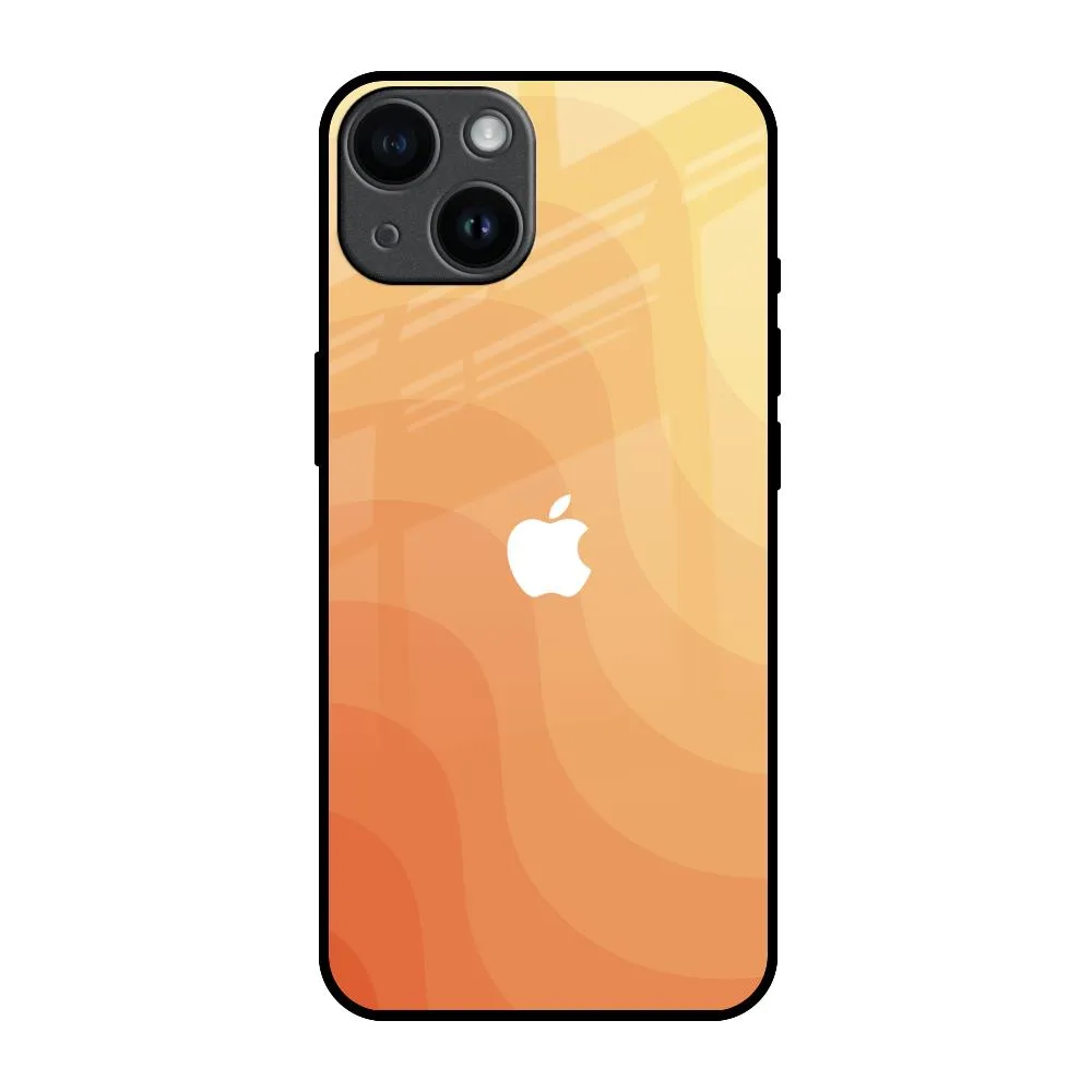 Handy Use Hybrid Pattern Texture Orange Curve Pattern Glass Case for iPhone 14