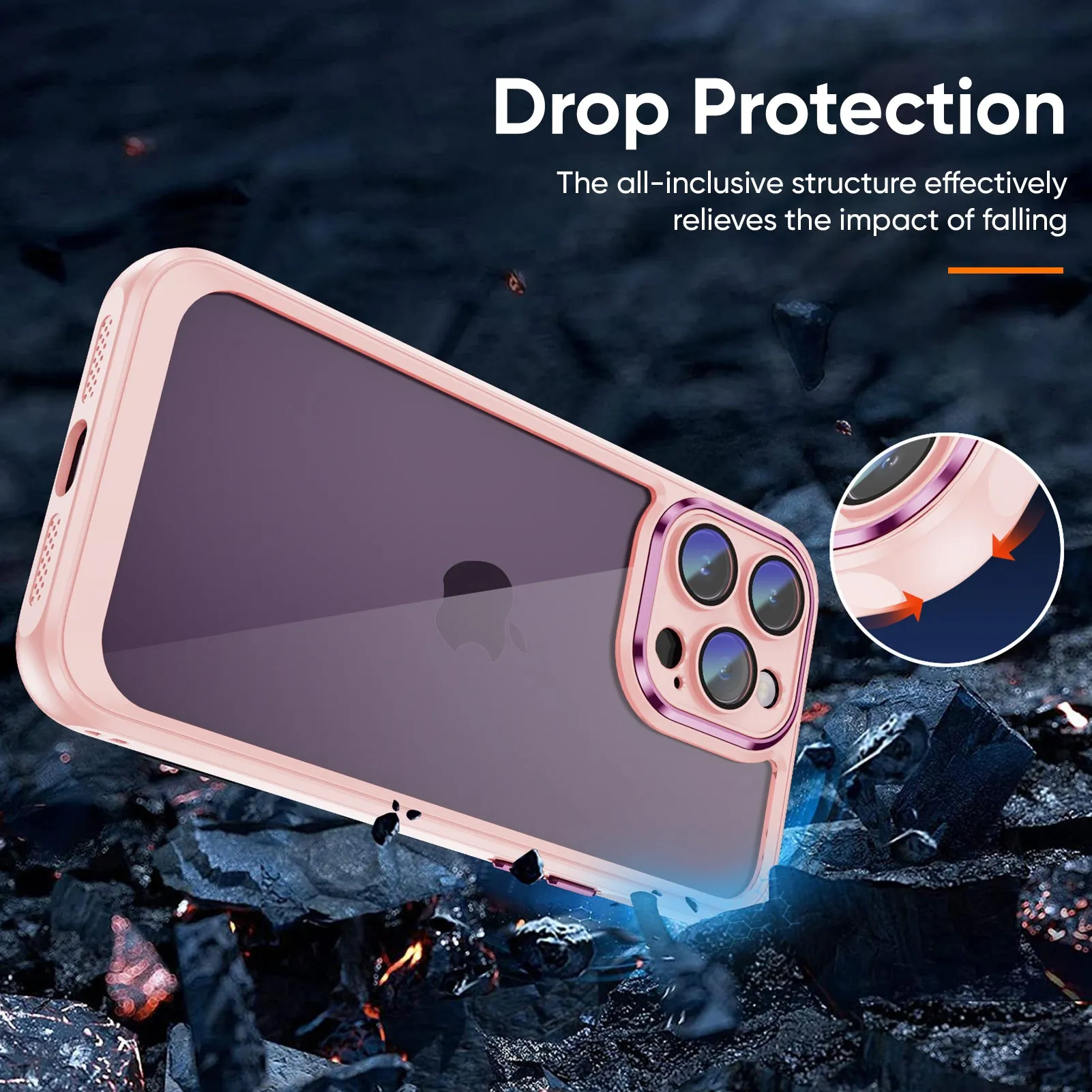 Apricot Hybrid Back Cover for iPhone Modern Texture Build Durable Shell