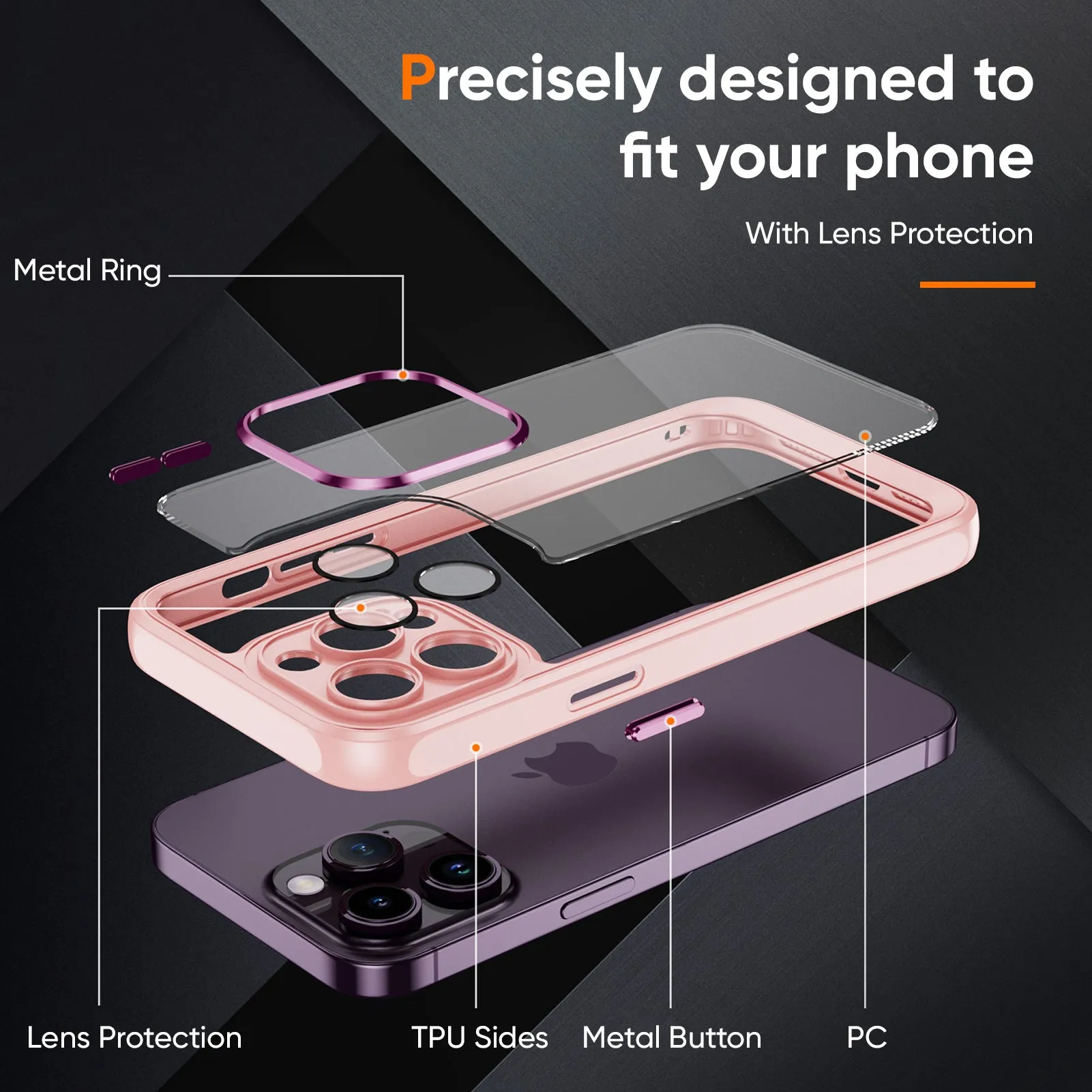 Soft Look Texture High gloss Apricot Hybrid Back Cover for iPhone