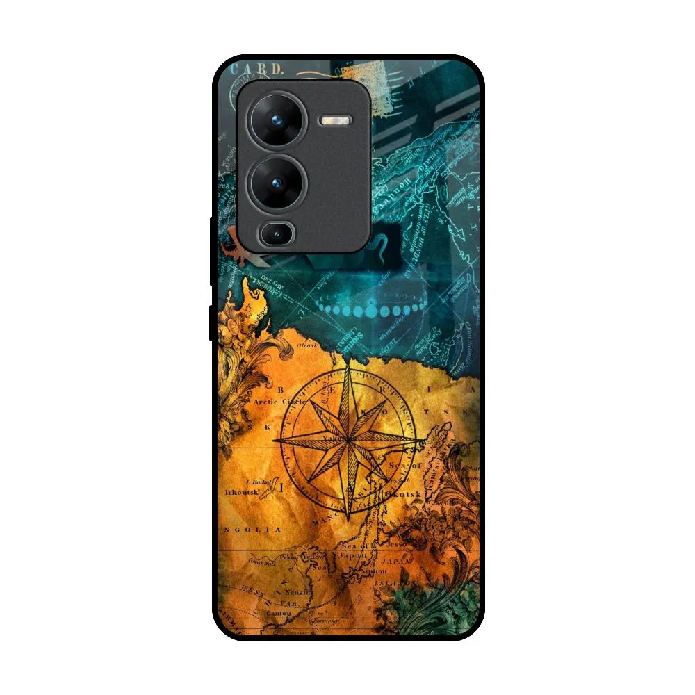 Architecture Map Glass Case for Vivo V25 Pro Soft Grip