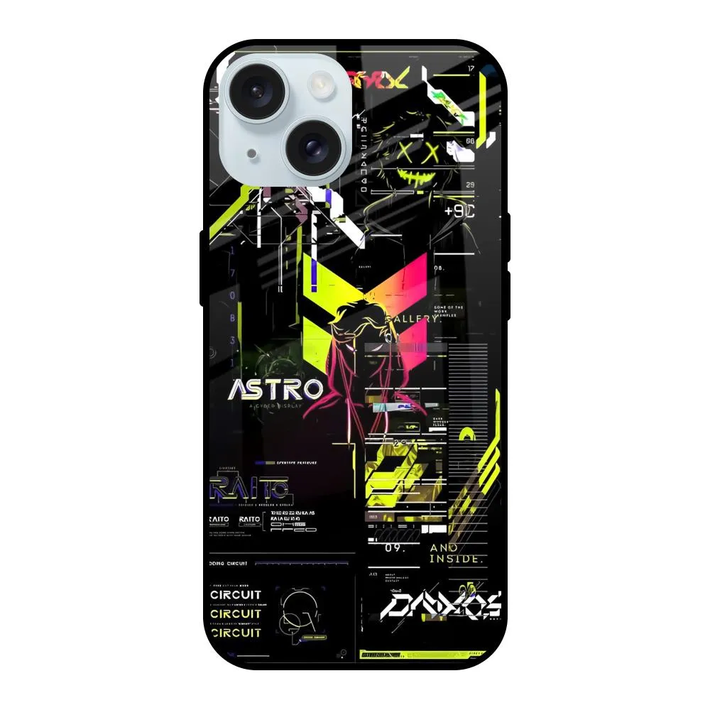 Minimal Detail Texture Vivid colors Astro Glitch Glass Case for iPhone 15
