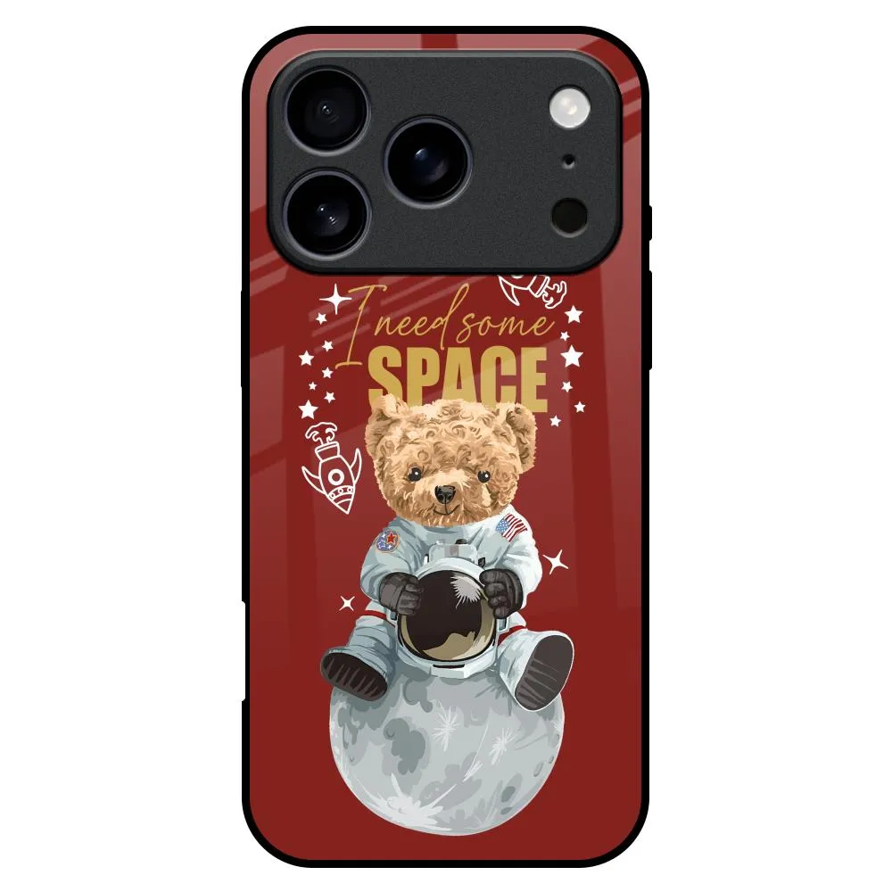 Astronaut Bear Glass Case for iPhone 17 Pro Max Matte Shield Layer Minimal Feature