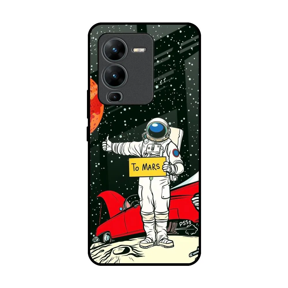 Astronaut on Mars Glass Case for Vivo V25 Pro Protective Texture Finish