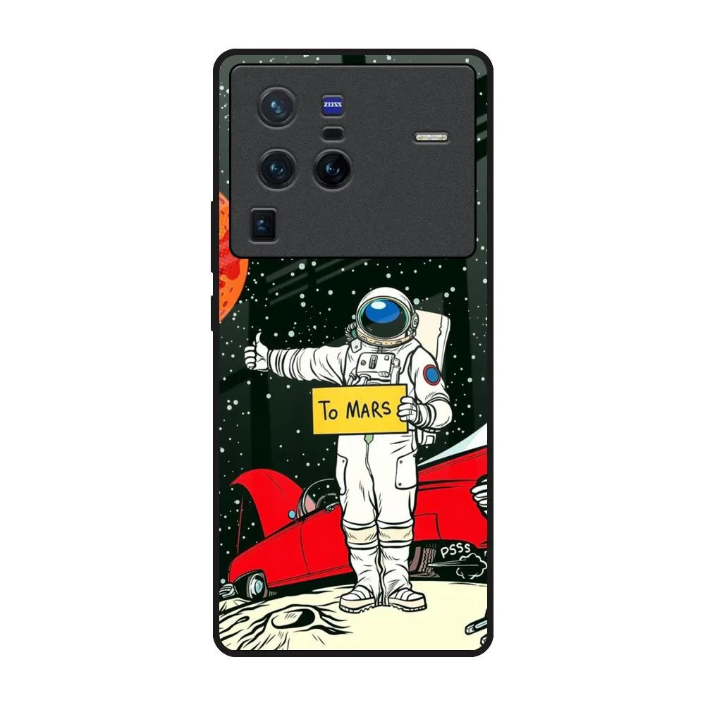 Soft Grip Finish Modern Build Texture Astronaut on Mars Glass Case for Vivo X80 Pro 5G