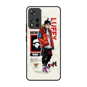 Trendy Pattern Bape Luffy Glass Case for Mi 11i
