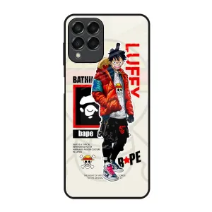 Shock Cushion Modern Pattern Style Bape Luffy Glass Case for Samsung Galaxy M53 5G