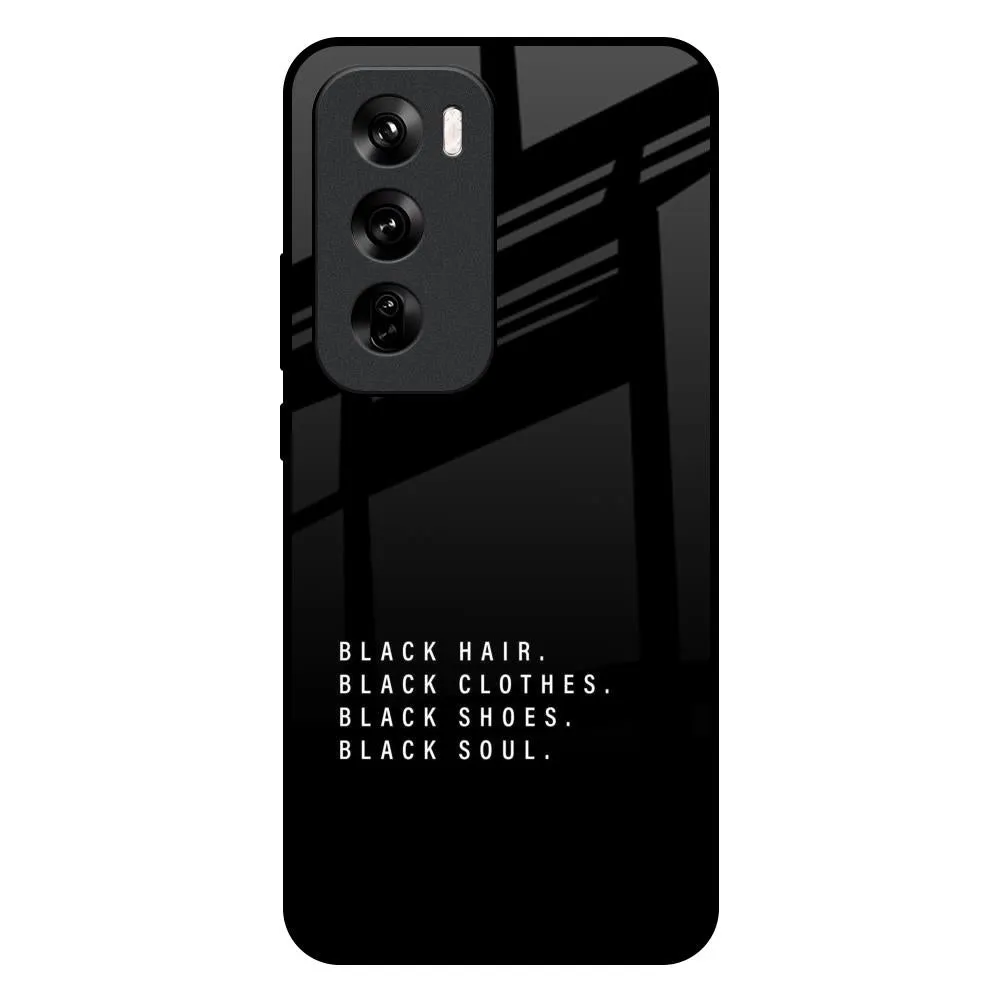 Black Soul Glass Case for Oppo Reno 12 Pro 5G Stylish Layer Texture