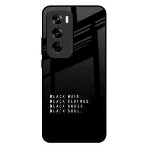 Black Soul Glass Case for Oppo Reno 12 Pro 5G Stylish Layer Texture