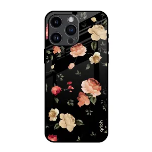 Matte Edge Black Spring Floral Glass Case for iPhone 14 Pro Max