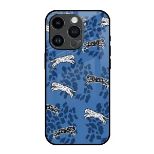 Elegant Design Layer Stylish Cover Blue Cheetah Glass Case for iPhone 14 Pro