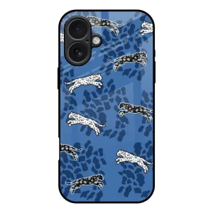 Fashion Statement Hybrid Form Blue Cheetah Glass Case for iPhone 17