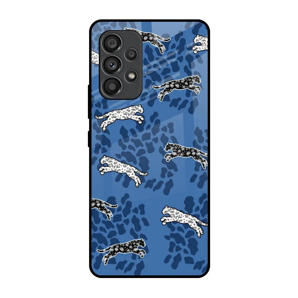 Desk Companion Blue Cheetah Glass Case for Samsung Galaxy A53 5G