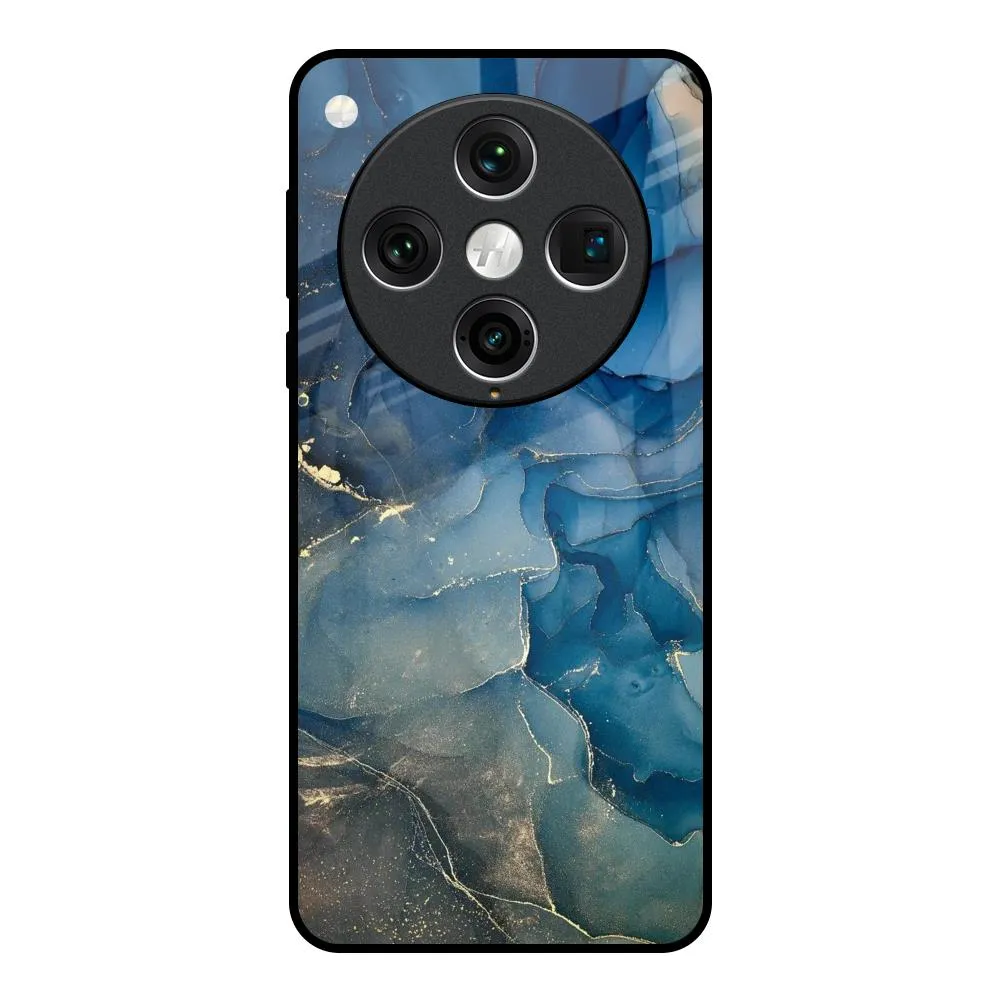 Blue Cool Marble Glass Case for Oppo Find x8 Pro anti fingerprint