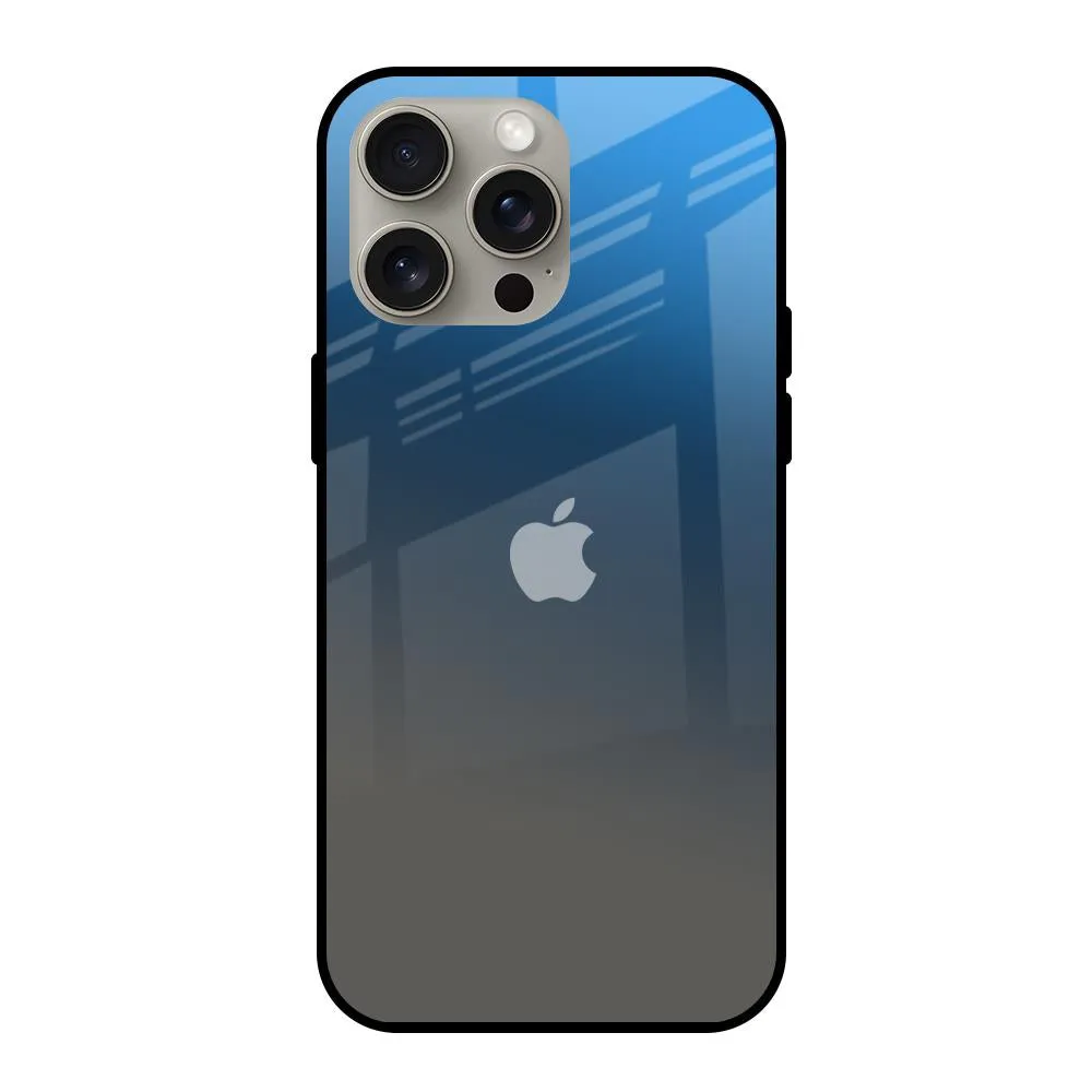 Sleek Feel Blue Grey Ombre Glass Case for iPhone 15 Pro Max