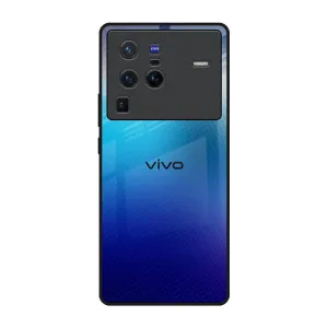 Shock Cushion Blue Rhombus Pattern Glass Case for Vivo X80 Pro 5G