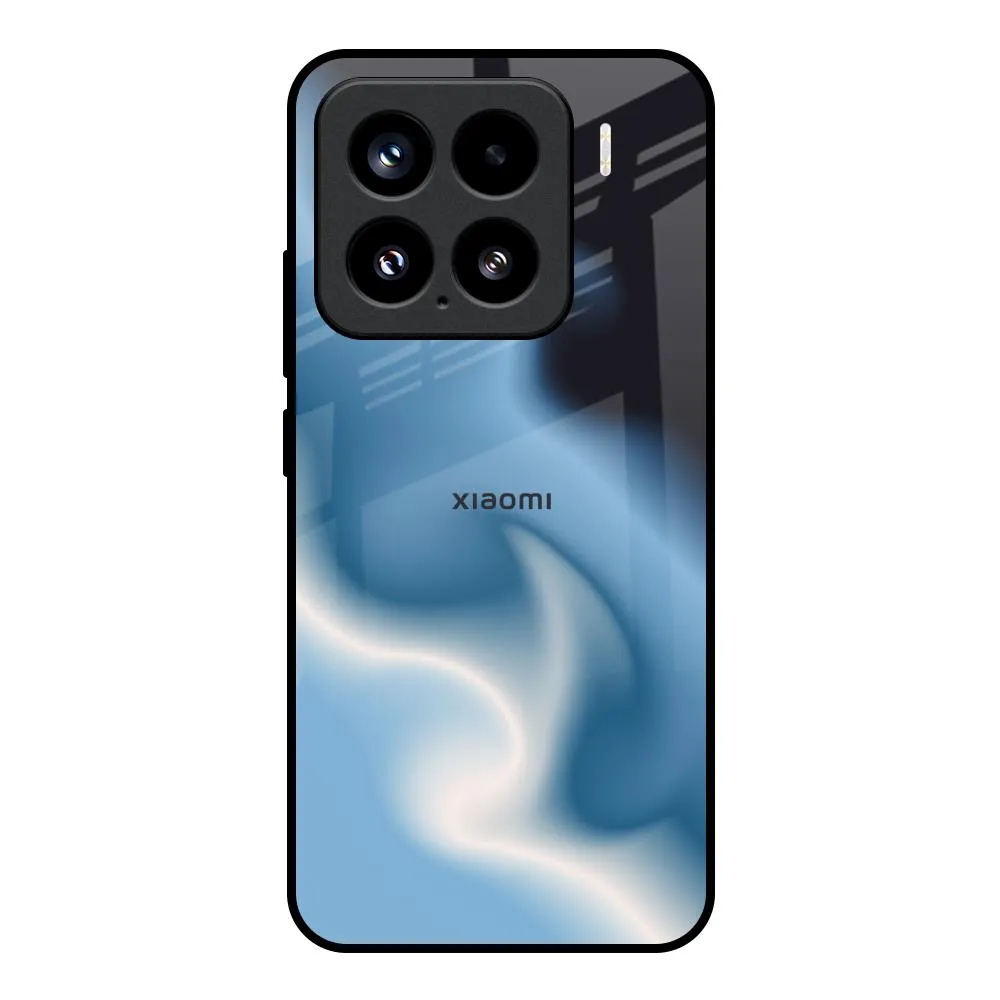 Metal Texture Flexible Pattern Blue Waves Glass Case for Mi 15 5G