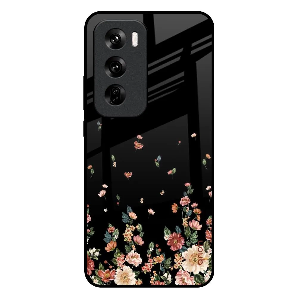 Luxury Build High End Look Floating Floral Print Glass Case for Oppo Reno 12 5G