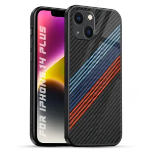 Carbon Inspired Glass Case for iPhone 14 Plus Modern Grip Shock Guard