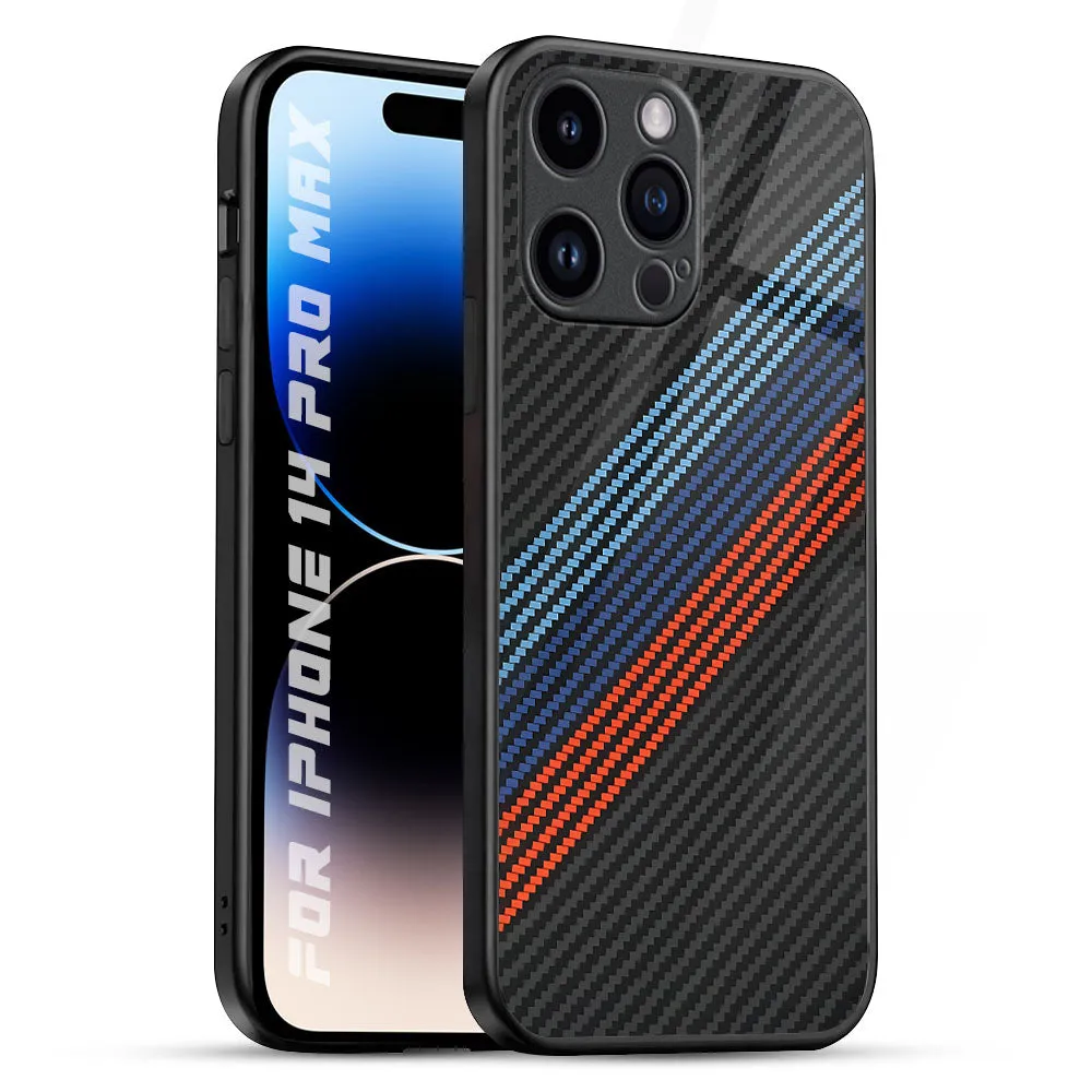 Carbon Inspired Glass Case for iPhone 14 Pro Max Hybrid Form