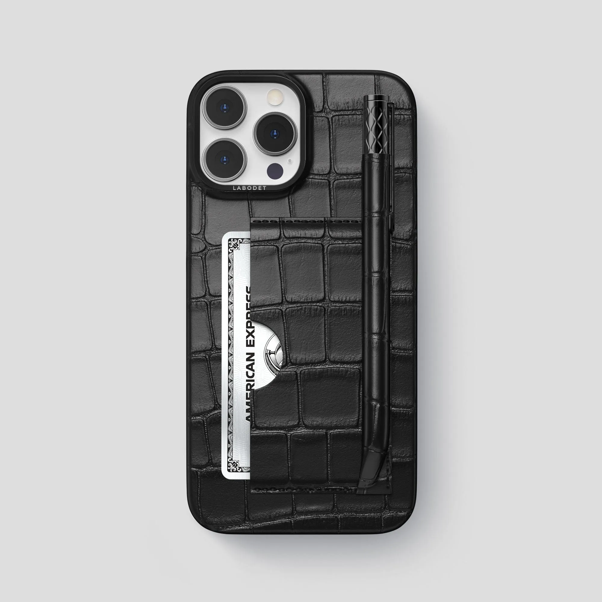 Protective Form Card and Pen Holder Case For iPhone 14 Pro Max In Alligator