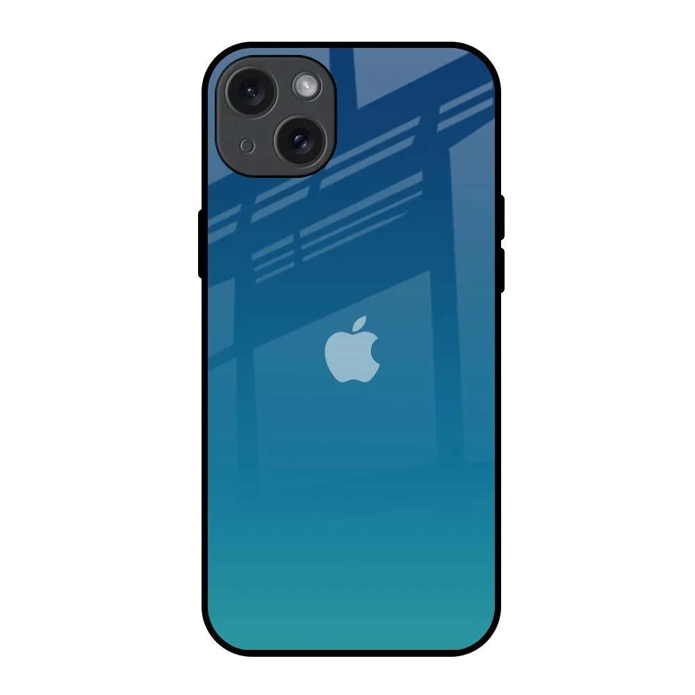 Celestial Blue Glass Case For iPhone 15 Plus Glossy Texture
