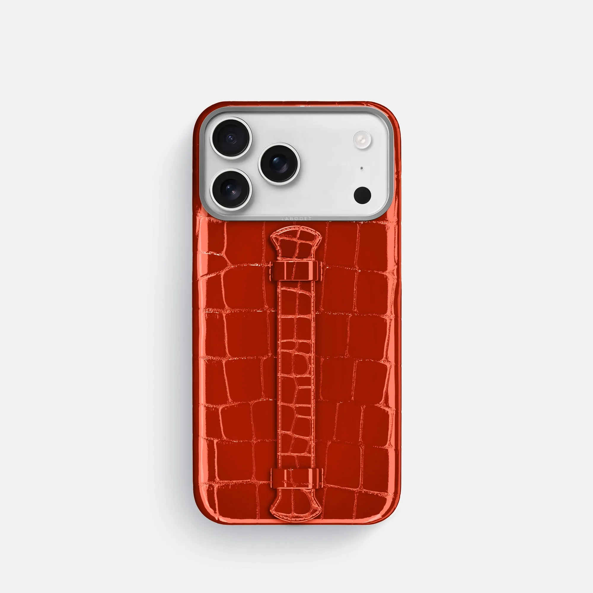 Comfort Pattern Texture Sleek Grip Center Handle For iPhone 17 Pro In Shiny Alligator